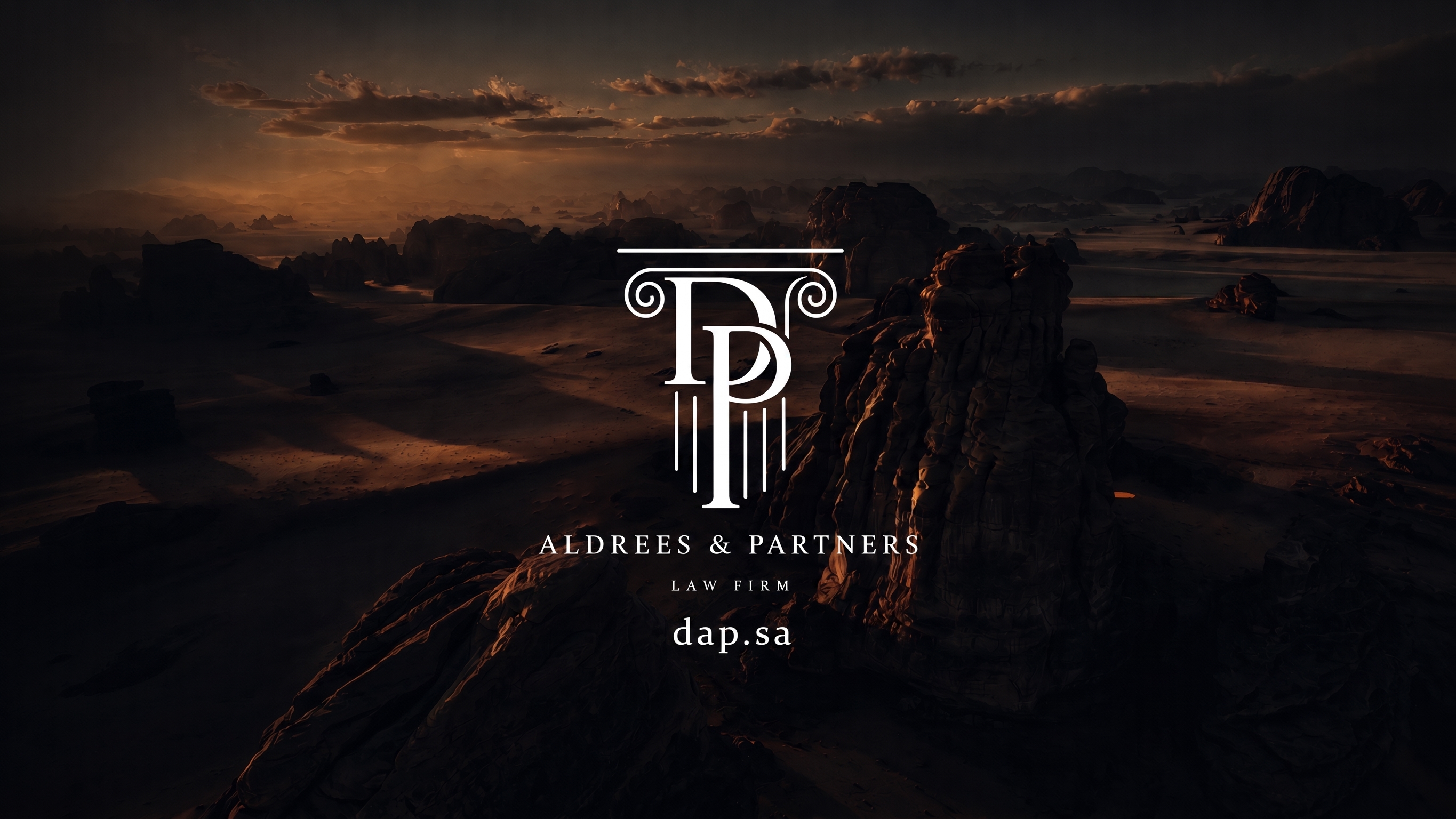 Aldrees & Partners Law Firm over a Saudi desert landscape
